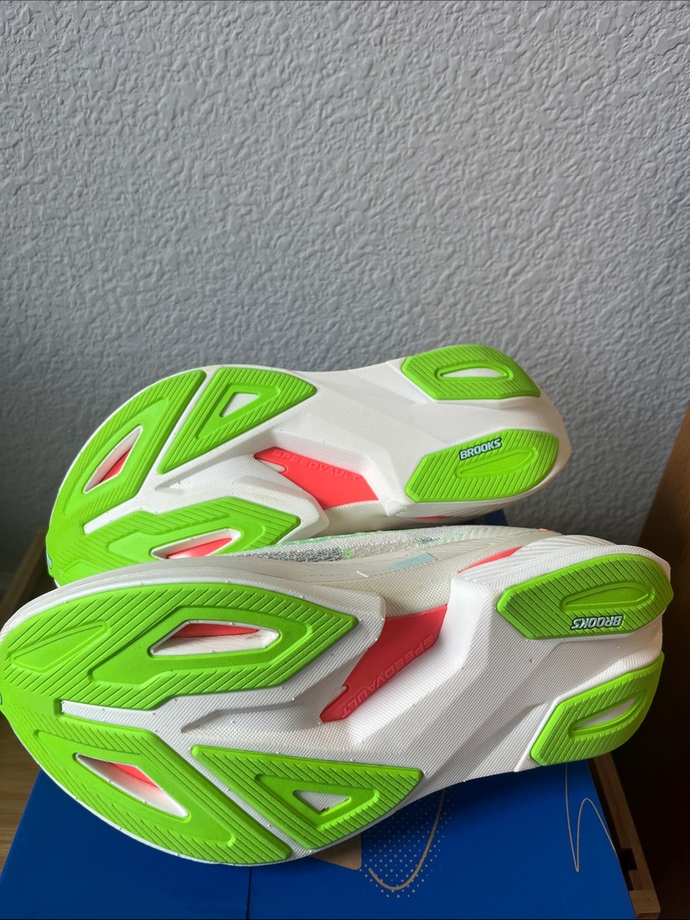 Brooks Women's White/Cream Running Shoes with Neon Green & Coral Accents - Picture 4 of 5